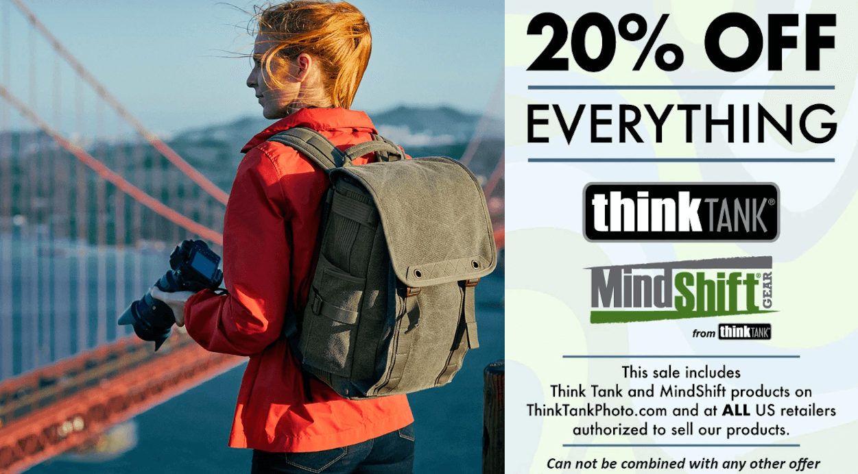 Think Tank Photo Sale 20% off• Think Tank - Best camera bags shoulder bags backpacks and rollers